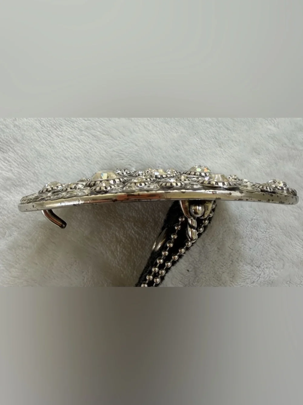 Nocona Rhinestone Western Cowgirl Leather Cowhide Studded Black Silver Belt XL